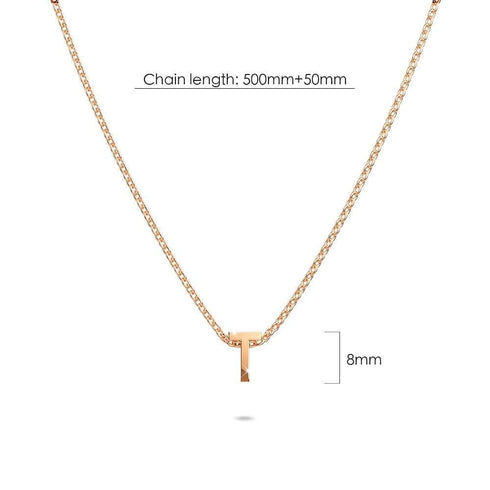 Initials Brick Alphabet Letter Necklace Rose Gold Layered Steel Jewellery
